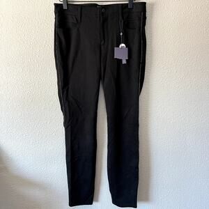 NYDJ Skinny Ankle Beaded Pin Stripe Side Seam Womens 4 Ponte Knit Black Pants